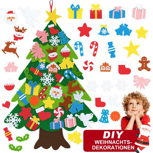 Sessamen-Lp Albero Di Natale In Feltro Fai Da Te Con 36 Pezzi Ornamenti Rimovibili Albero Di Natale In Feltro Decorazione Natalizia Da Appendere (Tipo C)-image