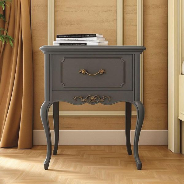 Casa Padrino Comodino Barocco Con Cassetto Grigio H. 60 Cm - Mobili Barocchi-image