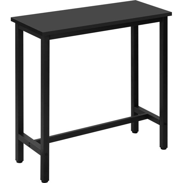 Tavolo Da Bar - Tavolo Alto - 100×40×100 Cm - Rettangolare - Piano In Legno E Struttura In Metallo - Per 2 Persone - Portata 100 Kg - Nero-image