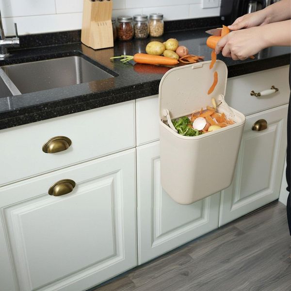 Pattumiera Da Cucina Sospesa, 9 Litri - Smaltimento Rifiuti Compatto-image