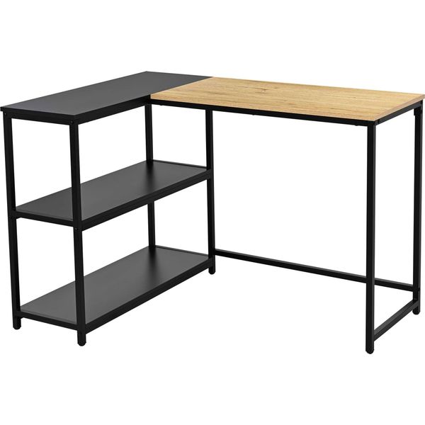 Scrivania Schmitcorner T - 110X80X76Cm - Con Spazio Di Archiviazione - Decoro Rovere/Nero-image