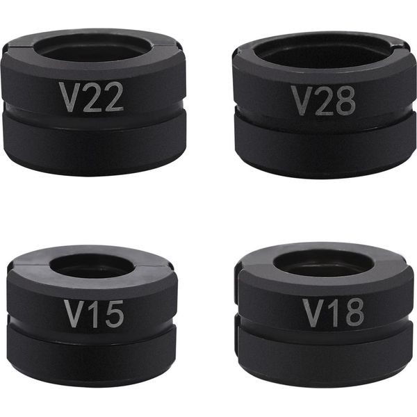 Ganasce Per Tubi - Per Pinza Crimpatrice - Profilo A V 15/18/22/28 Mm - Set - Compatibile Con Utensili Di Pressatura - Nero-image
