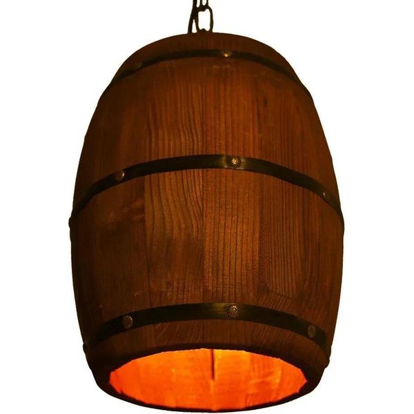 Lampada A Sospensione In Legno Vintage - Lampada A Sospensione - Attacco E27 - 220 V - Lampada Singola - Senza Lampadina-image