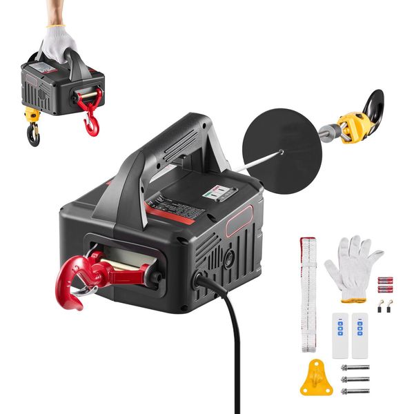 Succebuy Argano Elettrico A Fune Con Capacità Di Carico Di 500 Kg, Paranco Elettrico 2 In 1, Potenza Di 1500 W, Altezza Di Sollevamento Di 7,6 M, Velocità Di 5 M/Min, Dotato Di Telecomando Manuale E Wireless Per Officina, Magazzino E Garage-image