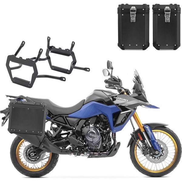Set Valigia In Alluminio + Portavaligie Adatto Per Suzuki V-Strom 800 / De 23-25-image
