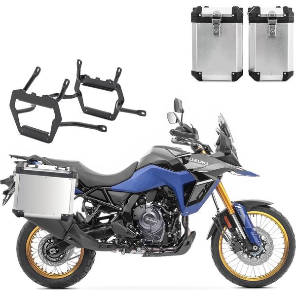 Set Valigia In Alluminio + Portavaligie Adatto Per Suzuki V-Strom 800 / De 23-25-image