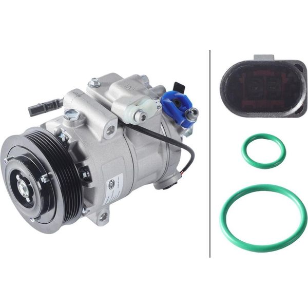 Compressore Climatizzatore 12 V Ø 110 Hella Thermo-Expertise Adatto, Tra L'altro, Per Vw Polo-image