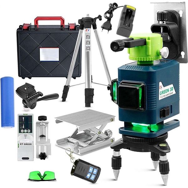Livella Laser A Croce Autolivellante Happyment Pro - Livella Laser - Scanner Di Linee - 12 Linee - 360° In Orizzontale E Verticale - Treppiede E Custodia Inclusi-image