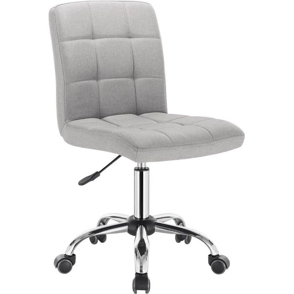 Sgabello Da Lavoro – Tessuto Grigio – Regolabile In Altezza – Ergonomico – Con Rotelle-image