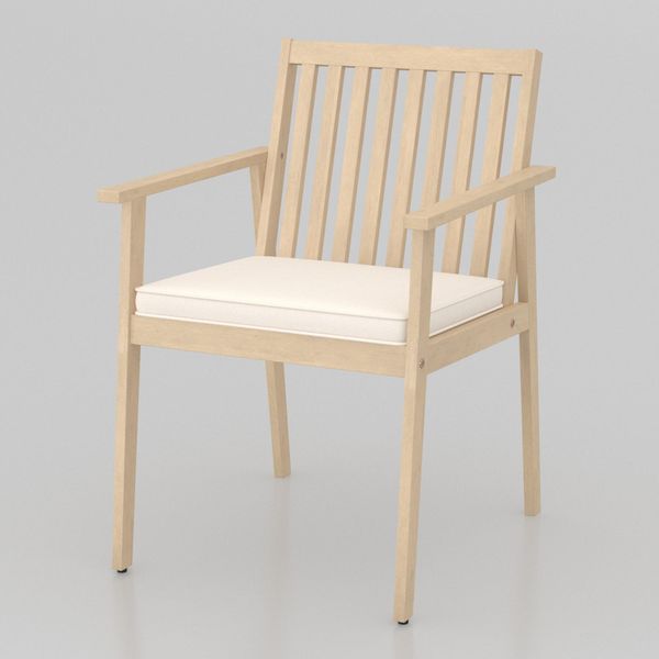 Costway Sedie Da Giardino In Legno Di Acacia, Set Da 2, Sedie In Legno Con Cuscini E Braccioli, Sedie Da Balcone, Portata 180 Kg, Bianco Grigiastro-image