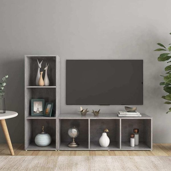 Maison Exclusive - Mobili Tv 2 Pz Grigio Cemento 107X35X37 Cm In Legno Multistrato-image