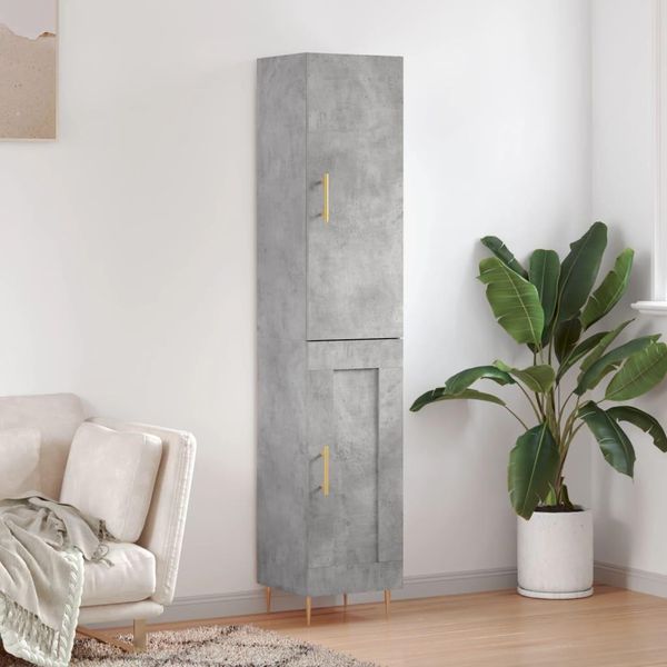 Maison Exclusive - Credenza Grigio Cemento 34,5X34X180 Cm In Legno Multistrato-image