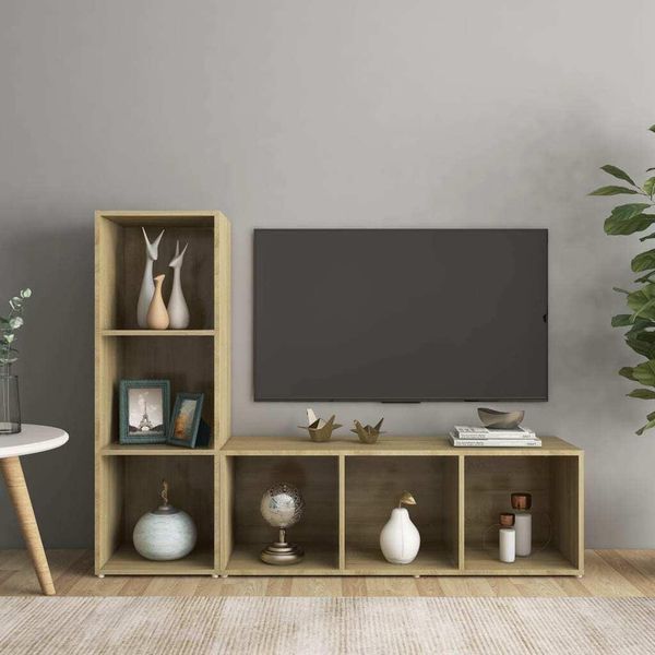 Maison Exclusive - Mobili Tv 2 Pz Rovere Sonoma 107X35X37 Cm In Legno Multistrato-image