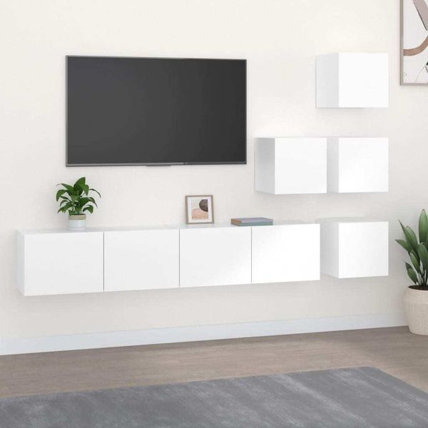 Maison Exclusive - Mobile Porta Tv A Parete Bianco In Legno Multistrato-image