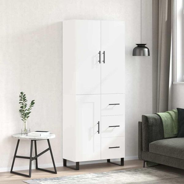Maison Exclusive - Credenza Bianca 69,5X34X180 Cm In Legno Multistrato-image