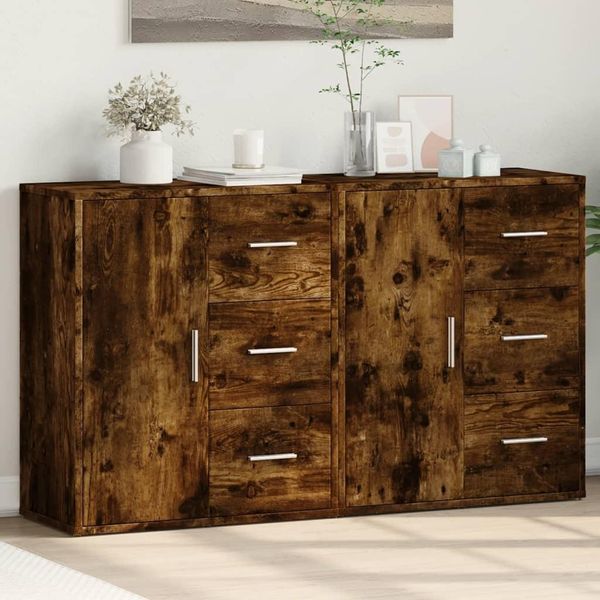 Maison Exclusive - Credenze 2 Pz Rovere Fumo 60X31X70 Cm In Legno Multistrato-image
