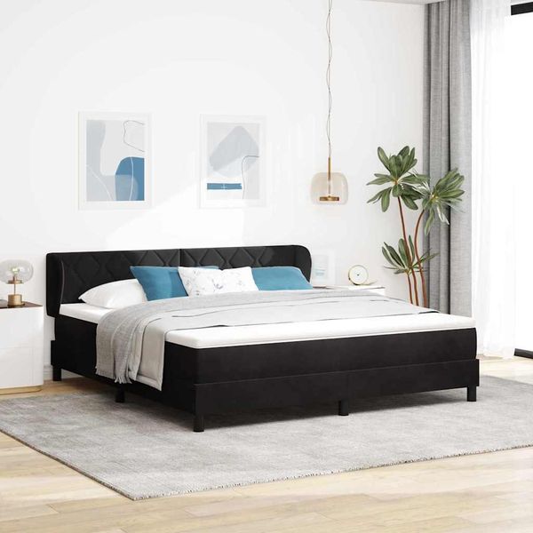 Maison Exclusive - Letto Con Materasso Boxspring E Testiera Nero 180 X 200 Cm Velluto-image
