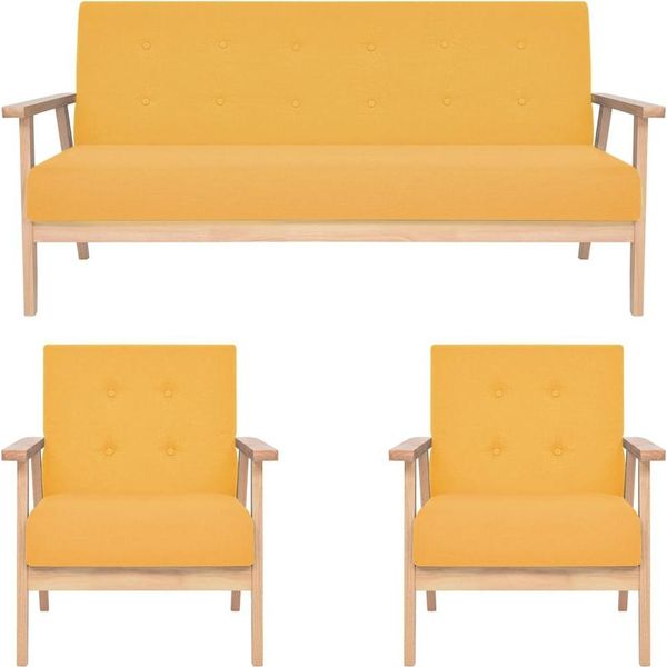 Maison Exclusive - Divano A 3 Posti Con Rivestimento In Tessuto Giallo-image