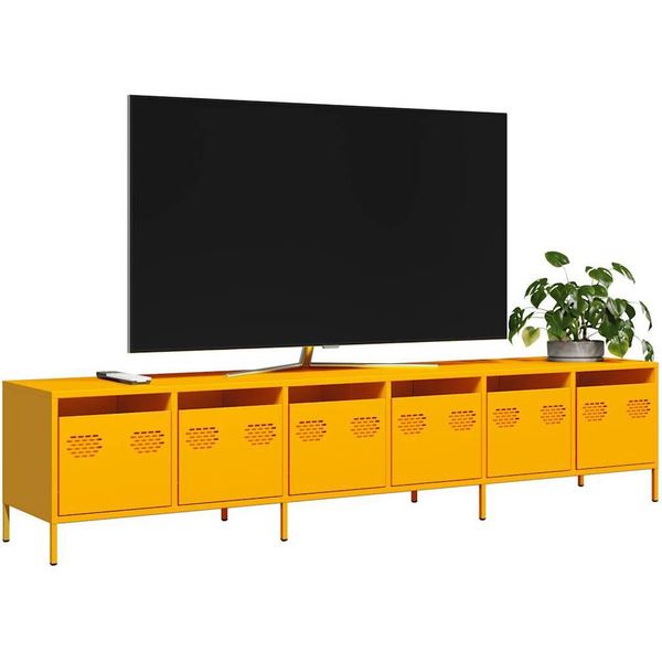 Maison Exclusive - Mobile Tv Giallo Senape 202X39X43,5Cm Acciaio Laminato A Freddo-image