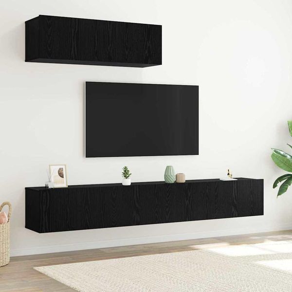 Maison Exclusive - Set Mobile Tv 3 Pcs Rovere Nero Legno Multistrato-image