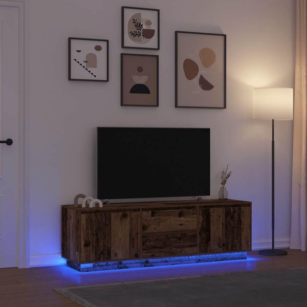 Maison Exclusive - Mobile Porta Tv Con Luci Led Legno Antico 160,5X41X50 Cm-image