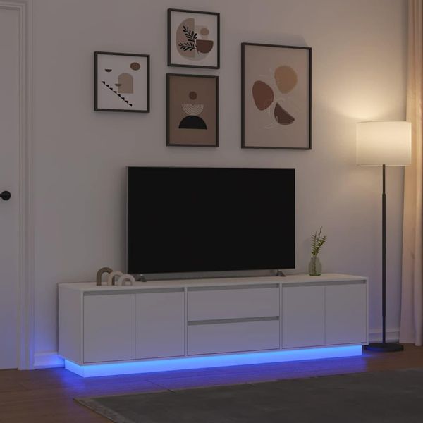Maison Exclusive - Mobile Tv Con Illuminazione A Led Bianco 193,5X41X50 Cm-image