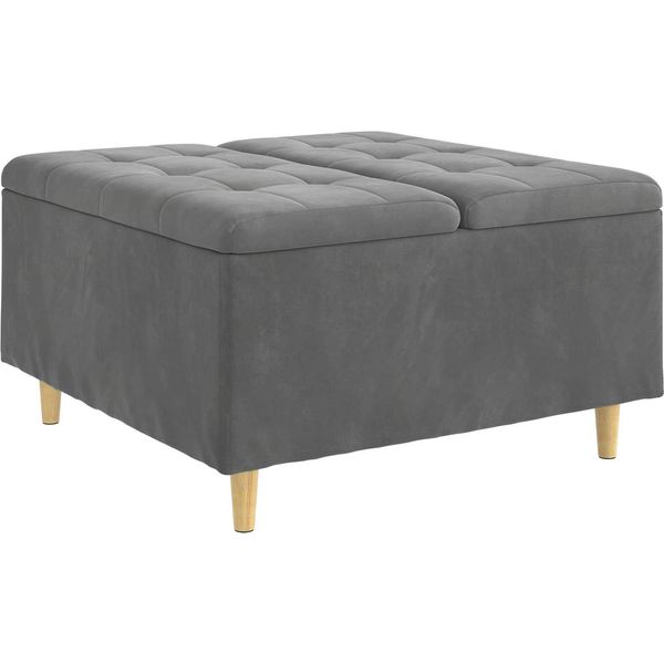 Syfax™ Pouf Contenitore Grigio Scuro 80 X 80 X 45 Cm Velluto-image