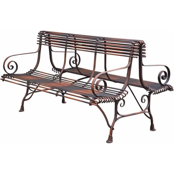 Casa Padrino Panchina Da Giardino In Ferro Battuto In Stile Art Nouveau Marrone 150 Cm - Panchina Doppia-image