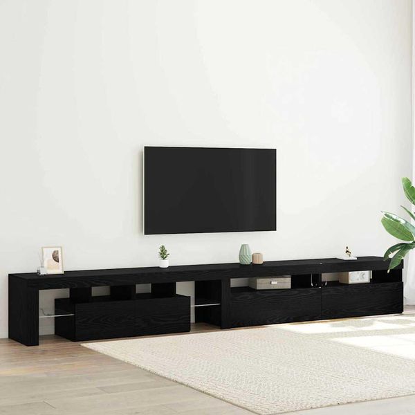 Maison Exclusive - Mobile Tv Con Led 3 Pcs Rovere Nero 290 X 36,5 X 40 Cm-image