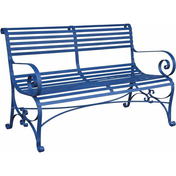 Casa Padrino Panchina Da Giardino In Ferro Battuto In Stile Art Nouveau Blu 120 Cm - Mobili Da Giardino-image
