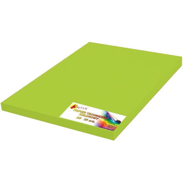 Carta Tecnica A Colori A3 Verde Erba 25 Fogli-image
