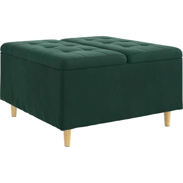 Syfax™ Pouf Contenitore Verde Scuro 80 X 80 X 45 Cm Velluto-image