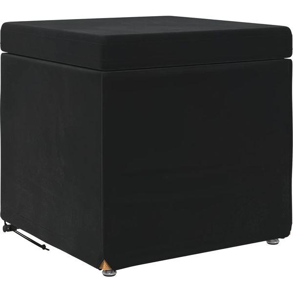 Syfax™ Pouf Nero 41 X 41 X 40 Cm Velluto E Legno Ingegnerizzato-image