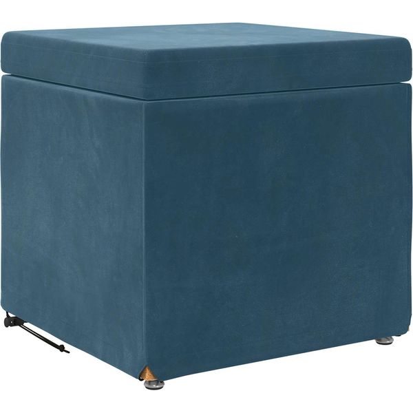 Syfax™ Pouf Blu 41 X 41 X 40 Cm Velluto E Legno Ingegnerizzato-image