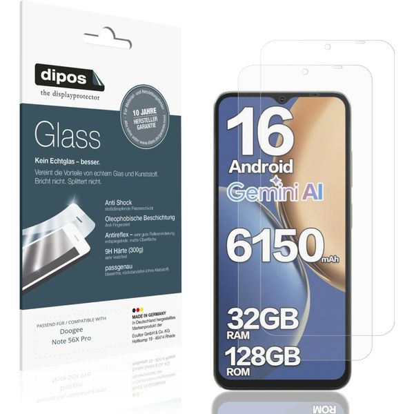 2X Pellicola Protettiva Per Doogee Note 56X Pro Protezione Opaco Vetro Flessibile 9H Dipos-image