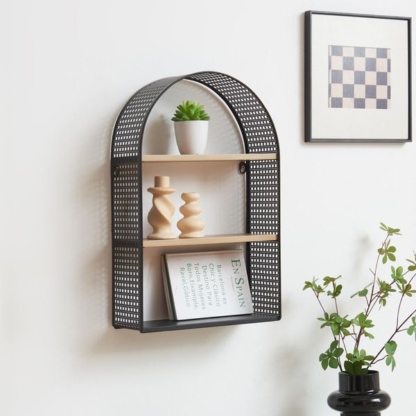 Scaffale A Muro "JäLler"" Con 3 Ripiani In Metallo 53 X 35 X 14 Cm Nero"-image