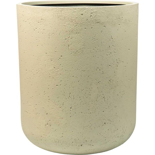 Vivanno Vaso Da Fiori In Fibra Di Vetro Chico Rotondo, Color Crema Vesuvio Opaco - 50X60 Cm-image