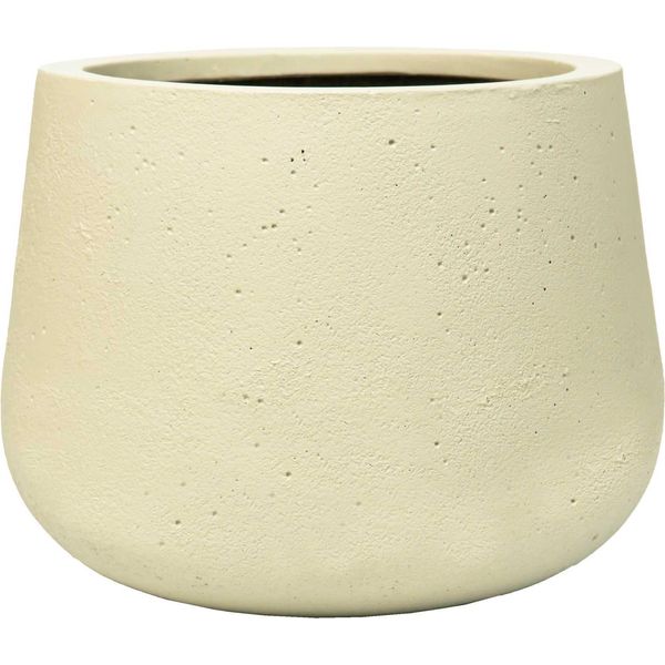Vivanno Vaso Da Fiori In Fibra Di Vetro Girar Rotondo, Vesuvcreme Opaco - 36X27 Cm-image