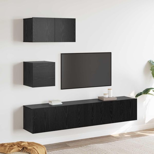 Maison Exclusive - Set Di Mobili Tv 3 Pezzi In Legno Finitura Rovere Nero-image