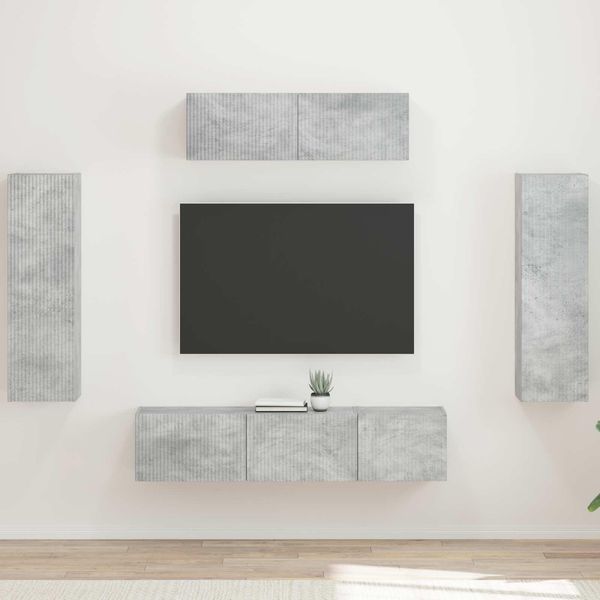 Maison Exclusive - Mobile Tv 5 Pezzi Cemento Grigio-image