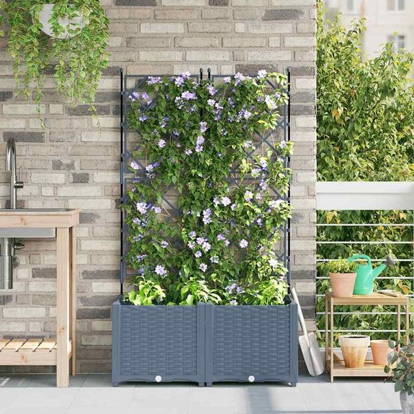 Maison Exclusive - Fioriera Da Giardino 2 Pezzi Grigio Chiaro 80 X 40 X 143 Cm Acciaio-image