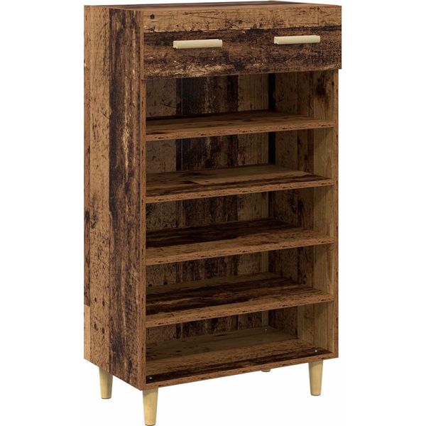 Vidaxl Scarpiera Con Ripiano Legno Antico 60 X 35 X 105 Cm Materiale Ligneo-image