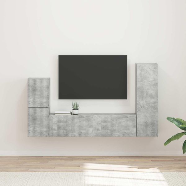 Maison Exclusive - Mobile Tv Da Parete 4 Pezzi Cemento Grigio Legno Composito-image