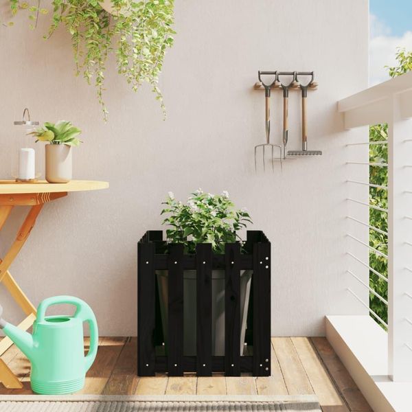 Maison Exclusive - Vaso Da Fiori Design Staccionata Nero 50X50X50 Cm Legno Di Pino-image