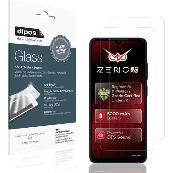 2X Pellicola Protettiva Per Itel Zeno 20 Max Protezione Vetro Flessibile 9H Dipos-image