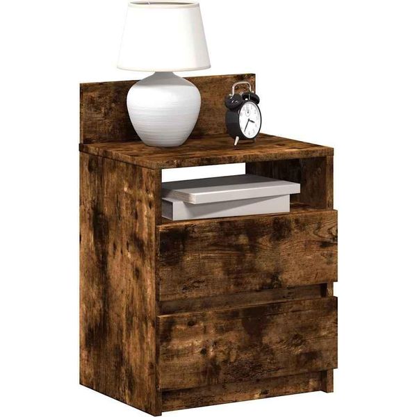 Maison Exclusive - Comodino Con 2 Cassetti In Rovere Affumicato 40X33X60 Cm-image