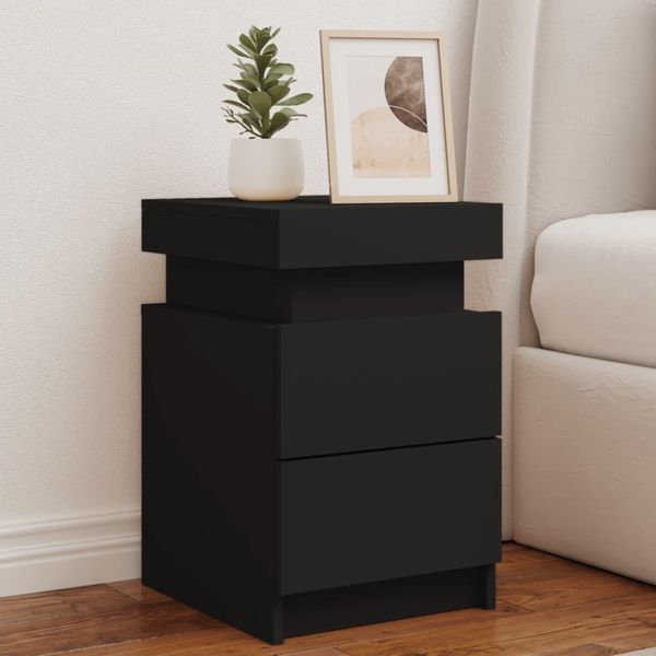 Maison Exclusive - Comodini Con Luci Led 2 Pezzi. Nero 35X39X55 Cm-image