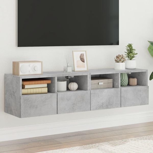 Maison Exclusive - Mobile Tv A Parete 2 Pezzi Grigio Cemento 60X30X30 Cm Materiale Ligneo-image