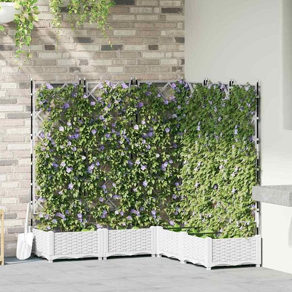 Maison Exclusive - Vaso Da Giardino 5 Pezzi Bianco 120 X 120 X 125,5 Cm Acciaio-image