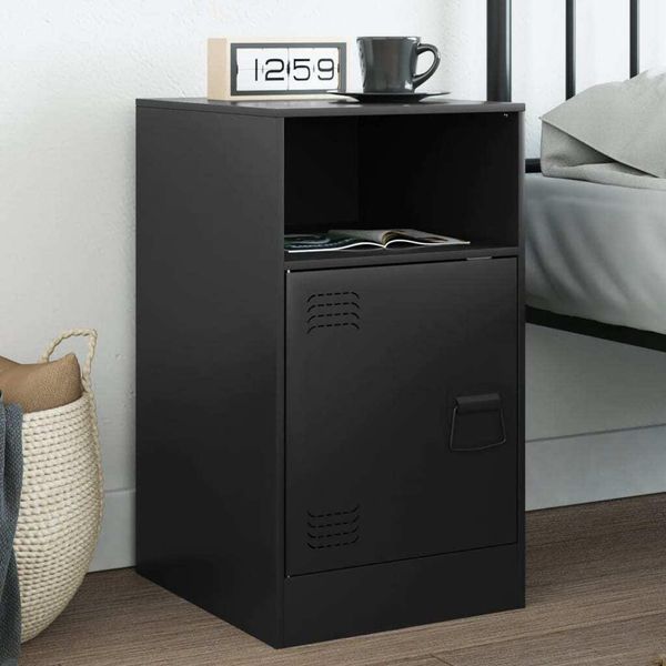 Maison Exclusive - Comodino Nero 34,5X39X62 Cm Acciaio-image